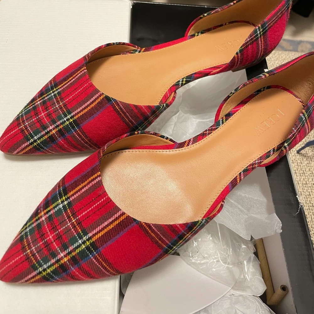 Brand New J.Crew tartan flats sz 10